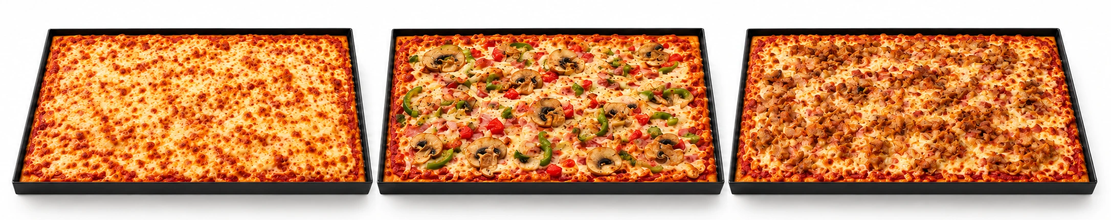 Drei Familienpizzen
