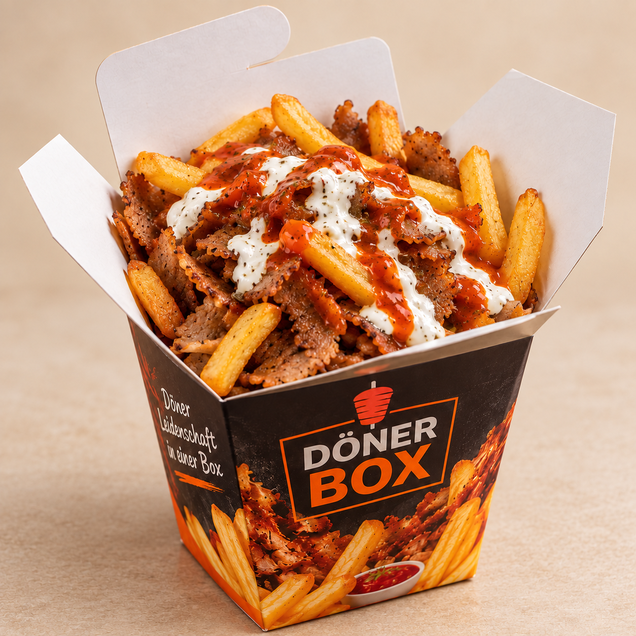 Döner Box mit Pommes und Sauce