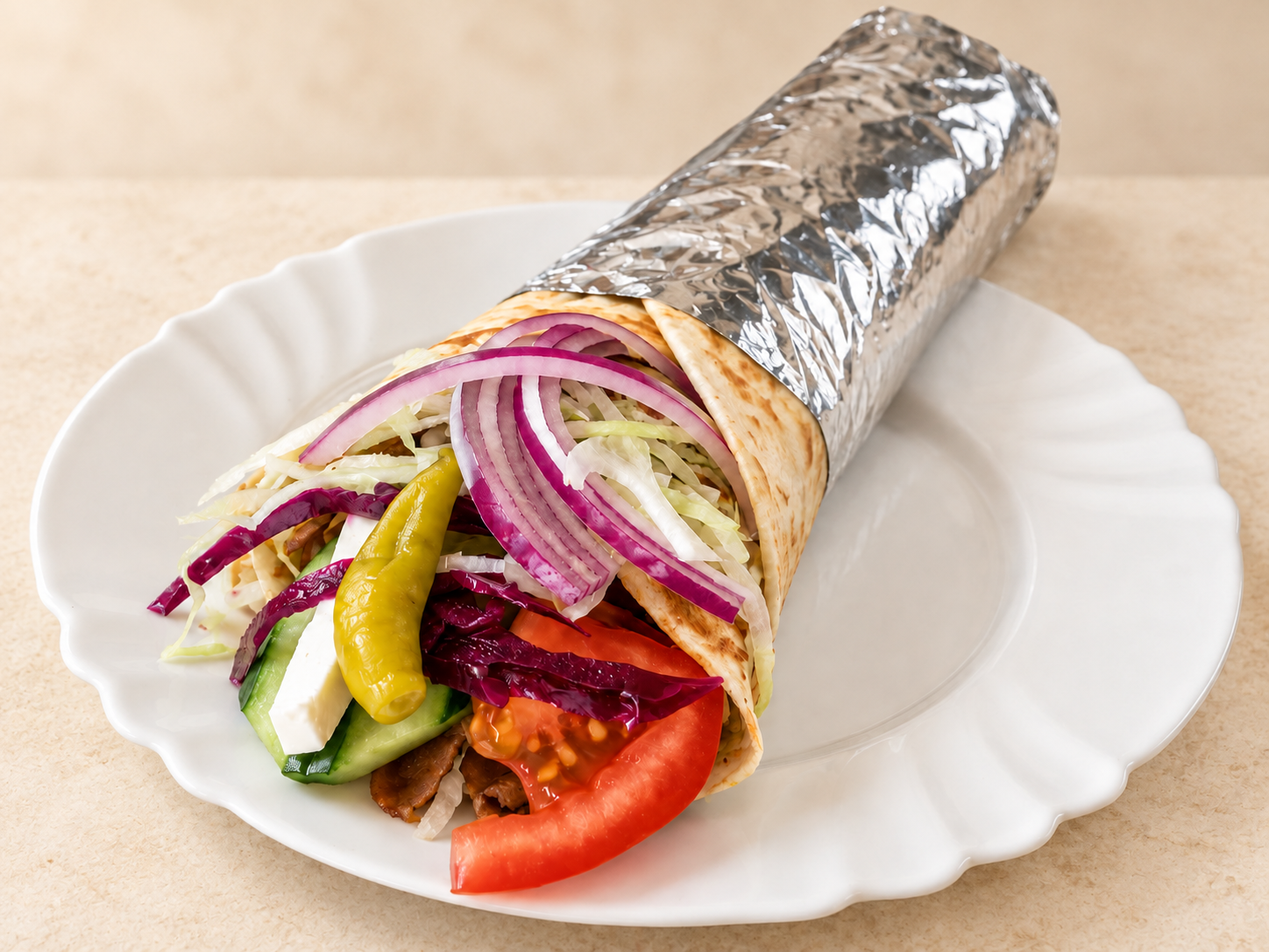 Dürüm mit Salat und Gemüse
